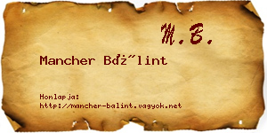 Mancher Bálint névjegykártya
